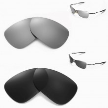 Walleva Two Pairs Polarized Lenses For Oakley Crosshair 1.0 (2005-2006 version) Sunglasses - Titanium + Black 